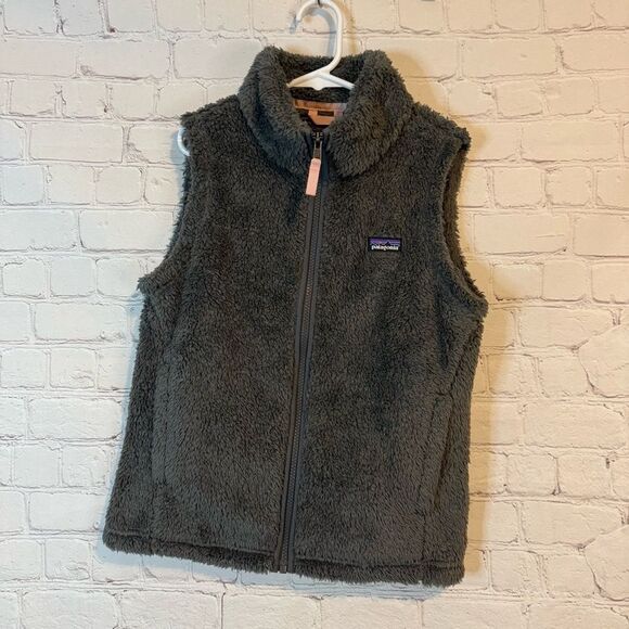 Patagonia Charcoal Gray Fleece Vest Zip-Up High Collar
